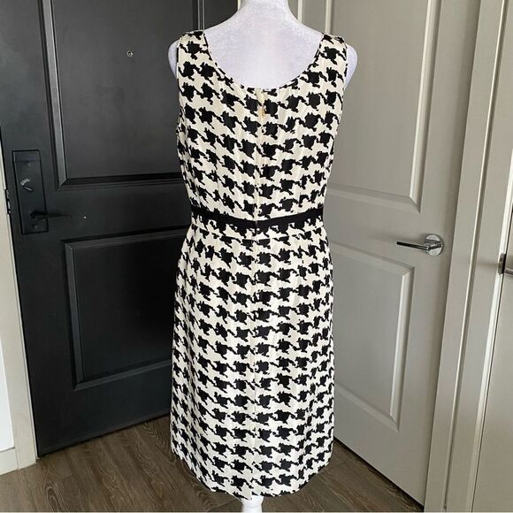 Kate Spade 100% Silk Black and White Houndstooth Preppy Sheath Dress Size 6 - Picture 4 of 10